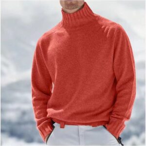 Men’s Base Knitting High Collar Warm Casual Knitted Sweater