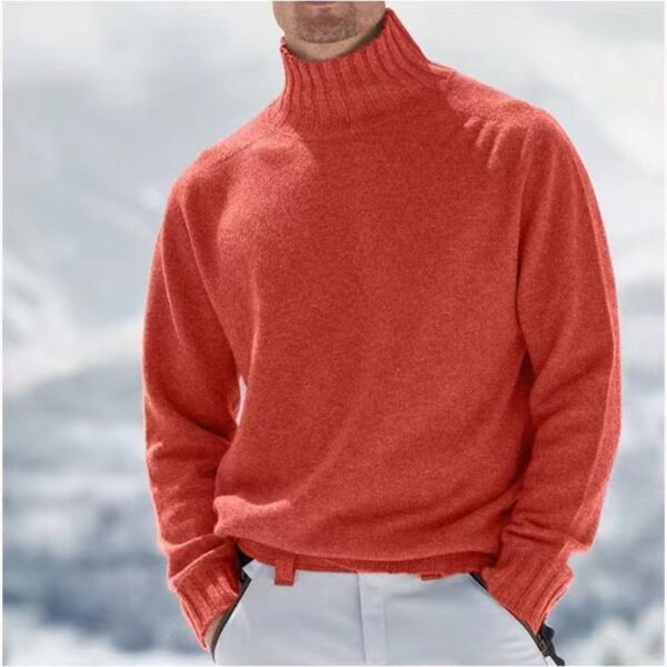 Men's Base Knitting High Collar Warm Casual Knitted Sweater - Image 2