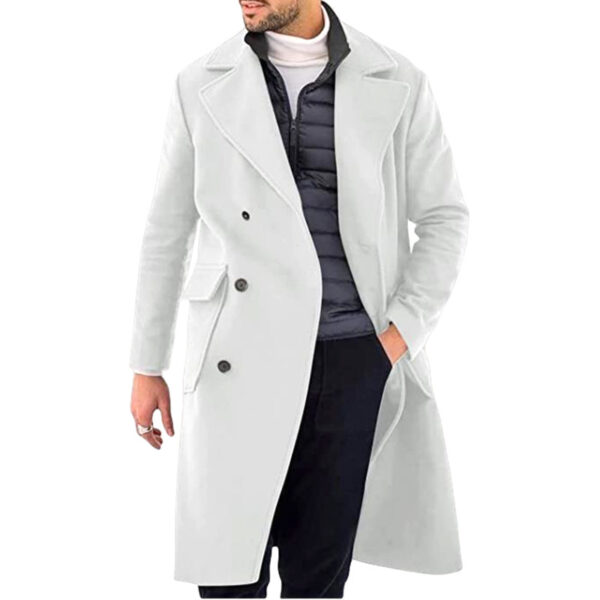 Woolen Men's Coat Thickened Long Section Double Breasted Coat - Image 5