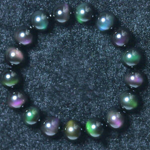 Rainbow Purple Green Eye Obsidian Bracelet