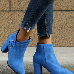 Retro Fashion Boots Pointed Suede High-heeled Ankle Boots Plus Size