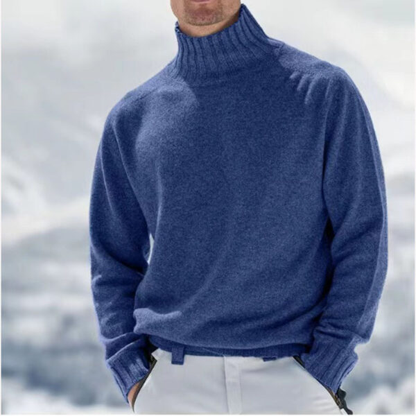 Men's Base Knitting High Collar Warm Casual Knitted Sweater - Image 5