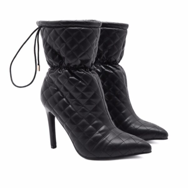 Super High Heel Pointed Toe Stiletto Sexy Short Boots Lace Up Personality Short Boots Women - Image 5