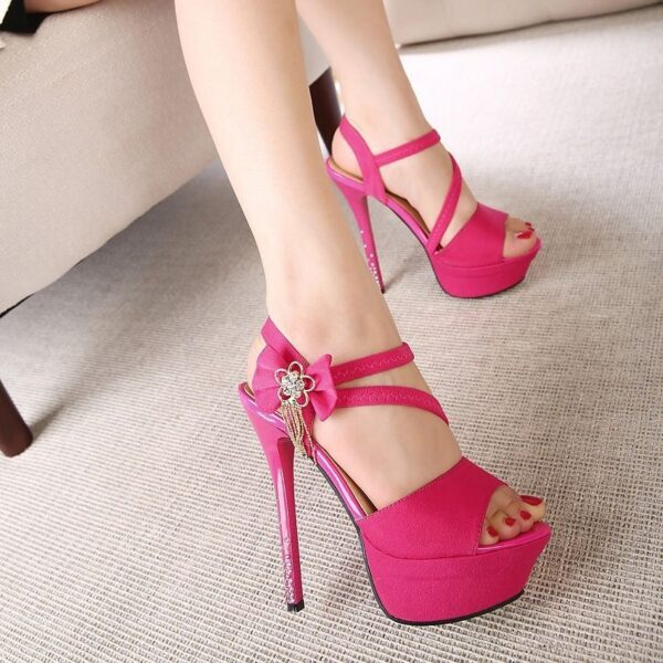 High Heel Sandals Women Stiletto Rhinestone Bow Sexy High Heels Women - Image 4