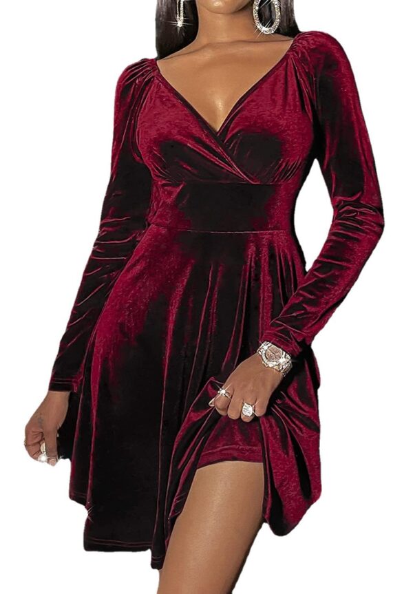 Autumn Festival Christmas Long Sleeve V-neck Dress - Image 9