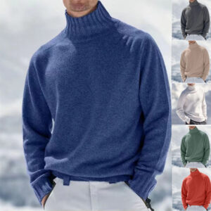 Men’s Base Knitting High Collar Warm Casual Knitted Sweater