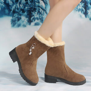 Snow Women’s Mid-tube Rhinestone And Velvet Warm Martin Boots