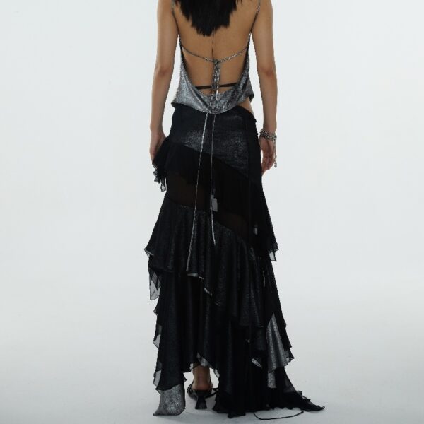 Irregular Ruffled Stitching See-through Off-the-leg Heavy Skirt - Image 3