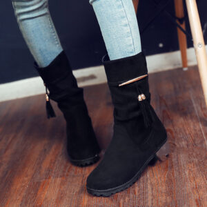 Low Heel Round Toe Bowknot Tassel Sleeve Female Boots