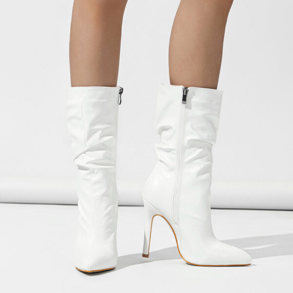 Skinny Stretch Stiletto Heel Pile Style Boots - Image 3