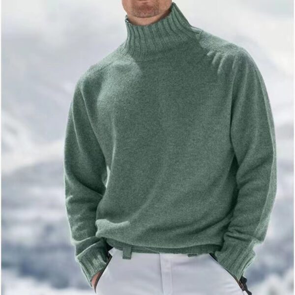 Men's Base Knitting High Collar Warm Casual Knitted Sweater - Image 4