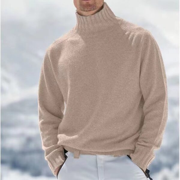 Men's Base Knitting High Collar Warm Casual Knitted Sweater - Image 6