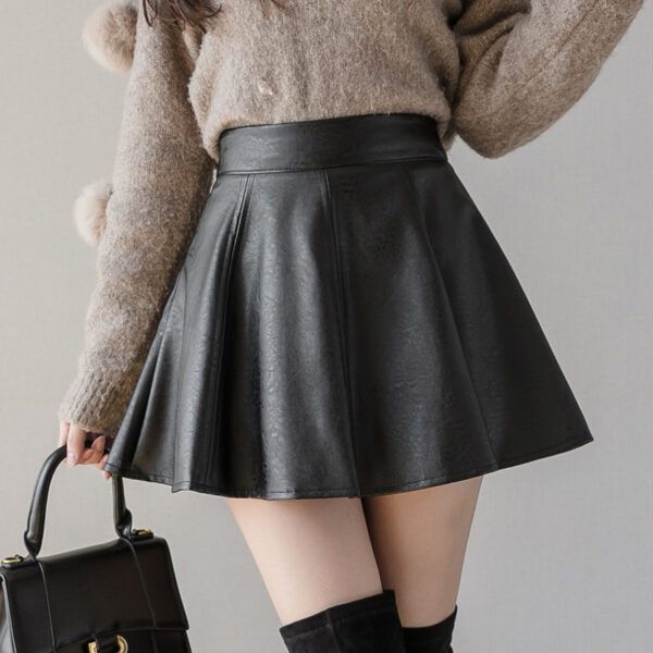 PU Leather Skirt High Waist Slimming Skirt - Image 3