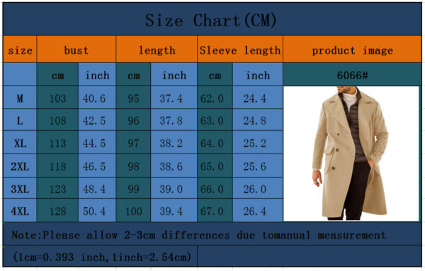 Woolen Men's Coat Thickened Long Section Double Breasted Coat - Image 8