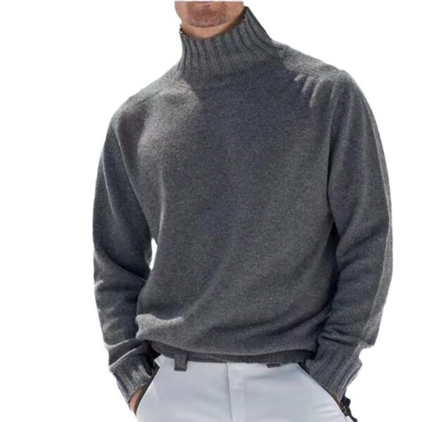 Men's Base Knitting High Collar Warm Casual Knitted Sweater - Image 7