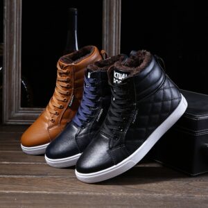 High-top Martin boots plus velvet warm cotton shoes flat with lace high-top men’s shoes