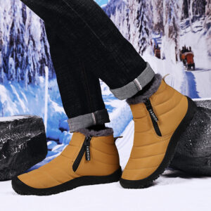 Outdoor Thickening Thermal Cotton Shoes Zipper Fleece-lined Winter Men’s Shoes