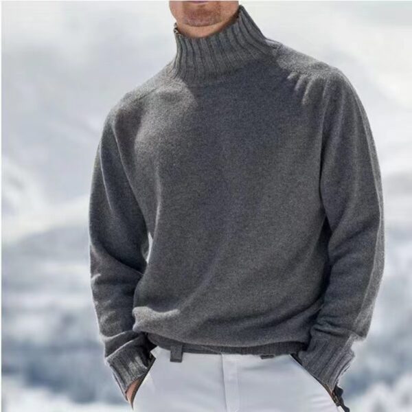 Men's Base Knitting High Collar Warm Casual Knitted Sweater - Image 8