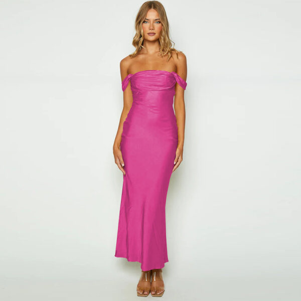 Glamorous Satin Tube Dress with Ruched Details - Image 7