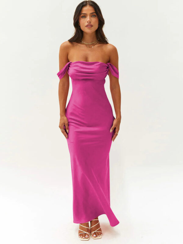 Glamorous Satin Tube Dress with Ruched Details - Image 6