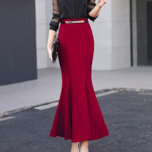 Fashion High Waist Stretch Ruffled Slim Skirt