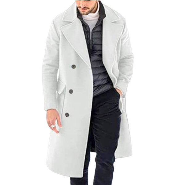 Woolen Men's Coat Thickened Long Section Double Breasted Coat - Image 4