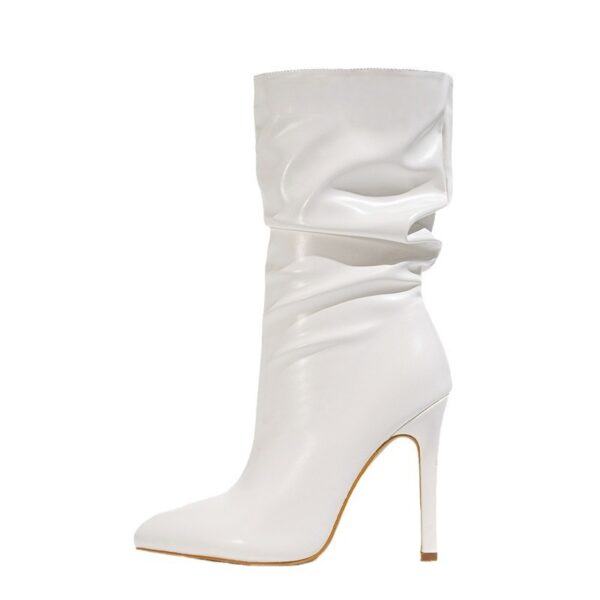 Skinny Stretch Stiletto Heel Pile Style Boots - Image 5