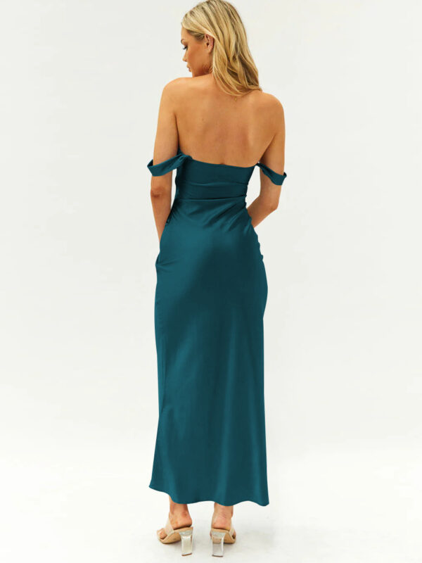 Glamorous Satin Tube Dress with Ruched Details - Image 5