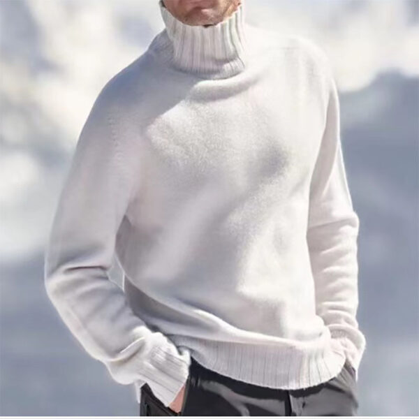 Men's Base Knitting High Collar Warm Casual Knitted Sweater - Image 3