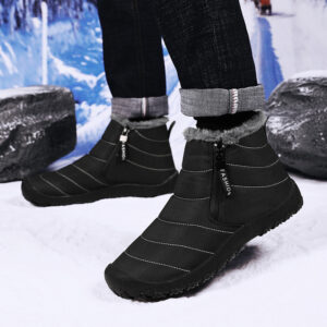 Outdoor Thickening Thermal Cotton Shoes Zipper Fleece-lined Winter Men’s Shoes