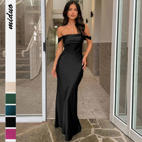 Glamorous Satin Tube Dress with Ruched Details