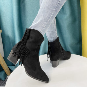 Plus Size Women’s Tassel Boots Women’s Boots Pointed Toe Thick Heel