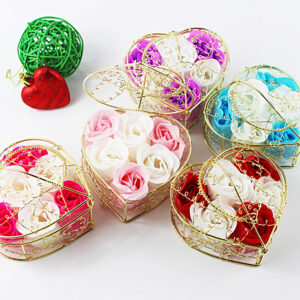 6 rose flower soap flower gold-plated iron baskets