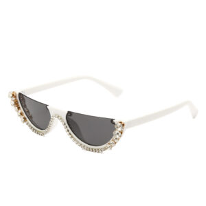 Flat Top Sunglasses with Crystal Rhinestone Shades for Women