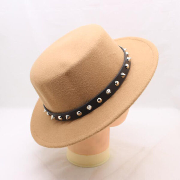 Women's Winter Wool Boater Hat with a Trendy Wide Brim - Image 4