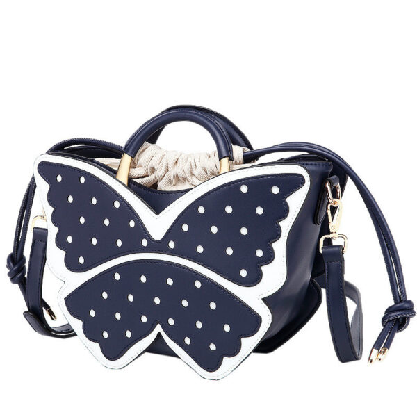 Stylish Wing It Butterfly Wicker Satchel with Polka Dots - Image 5