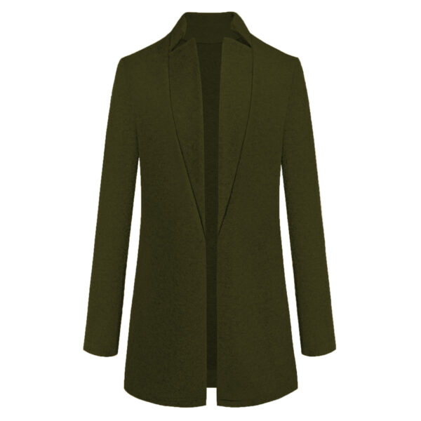 Women’s Open Front Mid-Length Wool Cardigan Coat – Timeless Style - Image 9