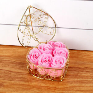 6 rose flower soap flower gold-plated iron baskets