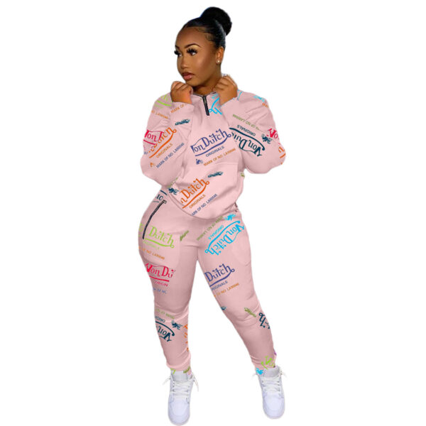 Fashion Digital Printed Letter Sweatshirt Sports Suit - Image 4