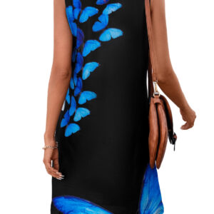 Women’s Fashion Temperament Printed Round Neck Dress