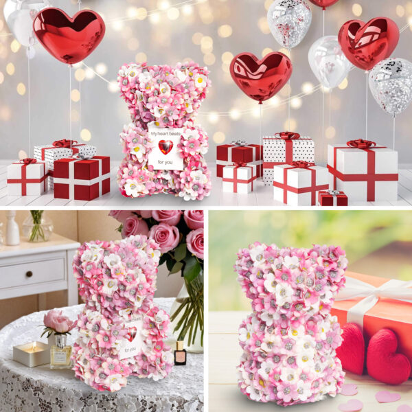 Valentine's Day Artificial Rose Bear Handmade Gift - Image 3