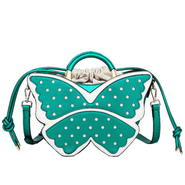 Stylish Wing It Butterfly Wicker Satchel with Polka Dots - Image 4