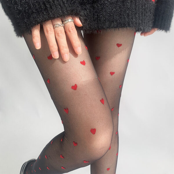 Women's Sheer Silk Heart Tights – Ultra Thin and Snag-Free Comfort